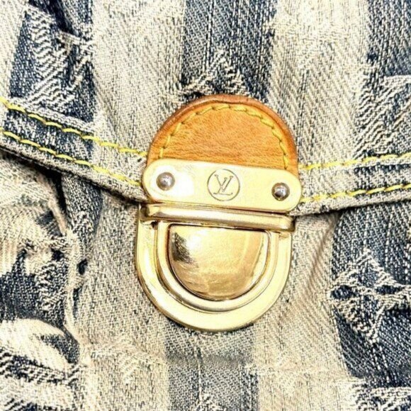 Authentic Louis Vuitton Denim Mini Pleaty Vintage Pouch Pochette Bag Monogram - Picture 9 of 14